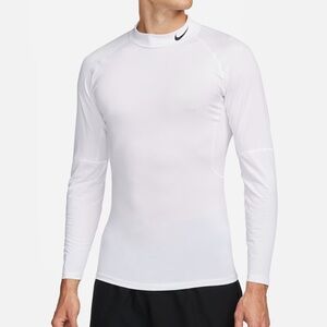 NWT Men's Nike Pro Dri-FIT White Fitness Mock-Neck Long-Sleeve Top, Size Medium